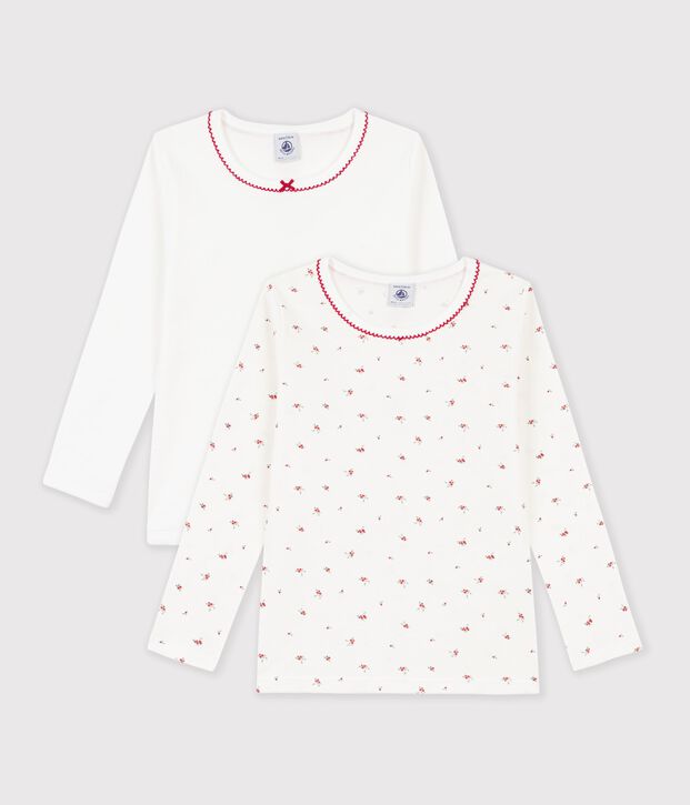 Lot de tee-shirts enfant en coton manches longues imprim&eacute; multicouleur