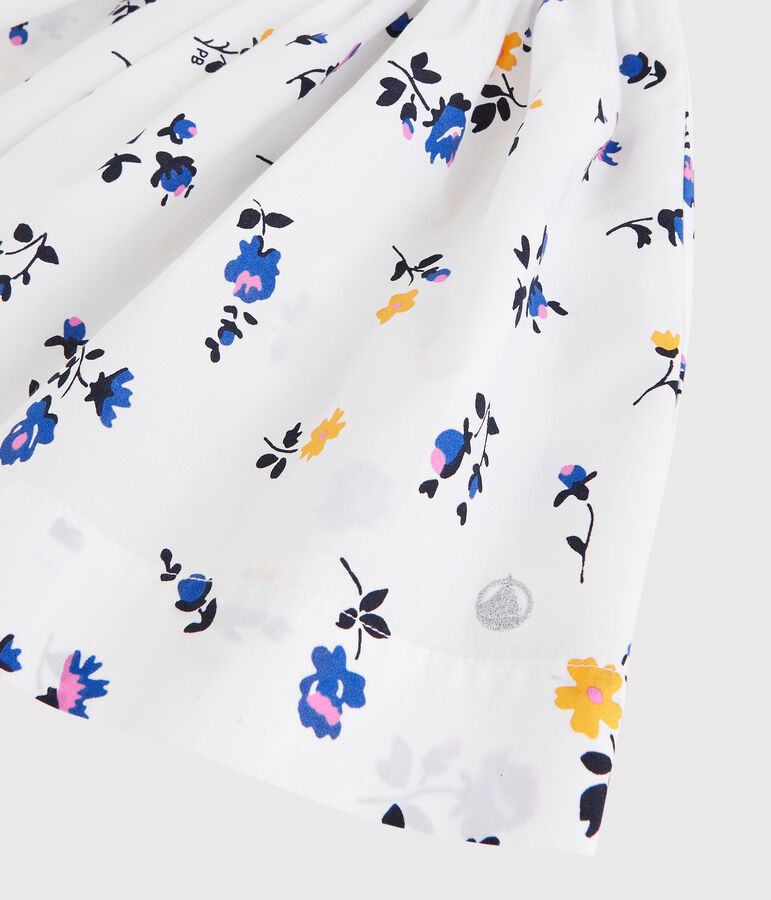 Meisjesrok van popeline wit MARSHMALLOW/wit MULTICO