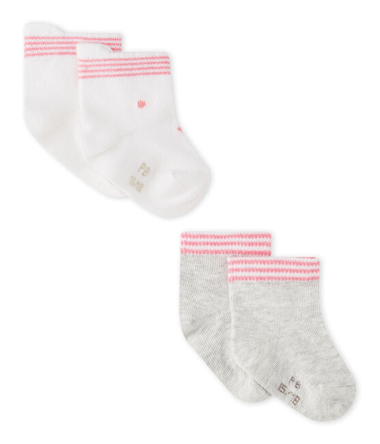 Lot de 2 paires de chaussettes bébé mixtes blanc LOT