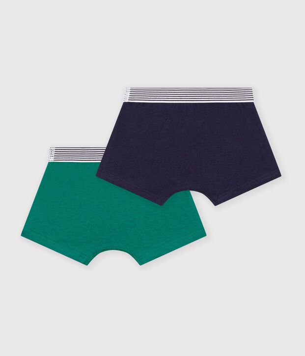 Lot de boxers enfant en coton et &eacute;lasthanne uni multicouleur