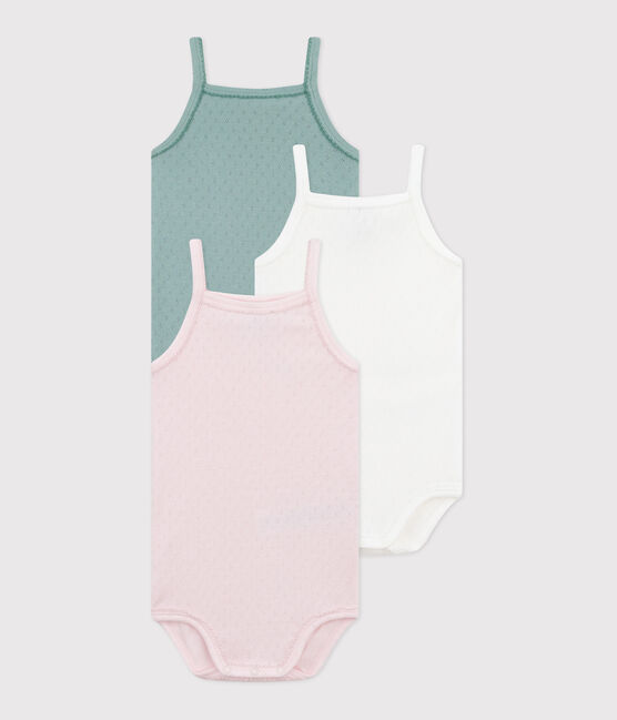 Lot de 3 bodies bretelles en coton uni bébé variante 1