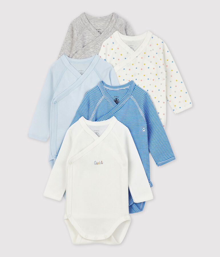Lot de 5 bodies b&eacute;b&eacute; en coton biologique multicouleur