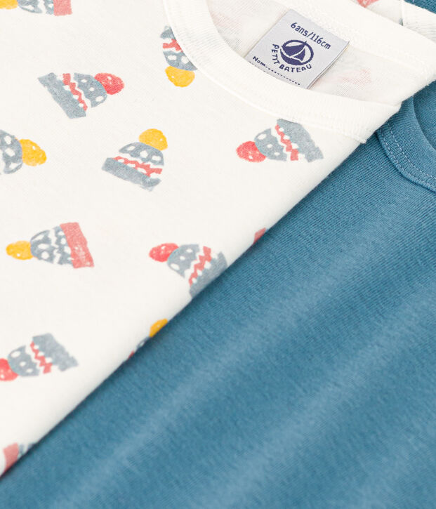 Set van 2 katoenen T-shirts met lange mouwen voor jongens multicouleur