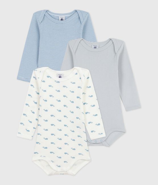 Setje van katoenen body's met lange mouw en walvissenprint voor baby's variante 1