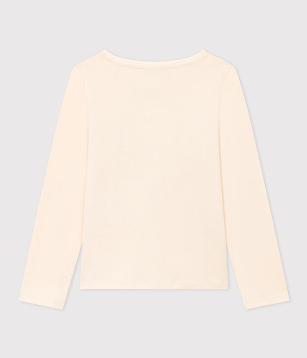 T-shirt met lange mouwen uit katoen voor meisjes ecru/blauw