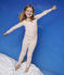 Legging van wol en katoen met milleraies strepen voor meisjes roze CHARME/wit MARSHMALLOW