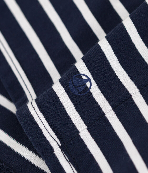 Tee-shirt LE DROIT col rond en coton Femme bleu/blanc