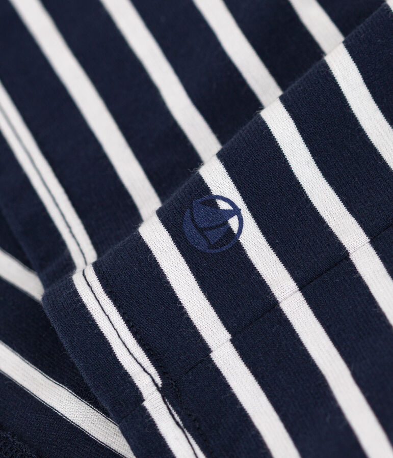 Tee-shirt LE DROIT col rond en coton Femme bleu/blanc