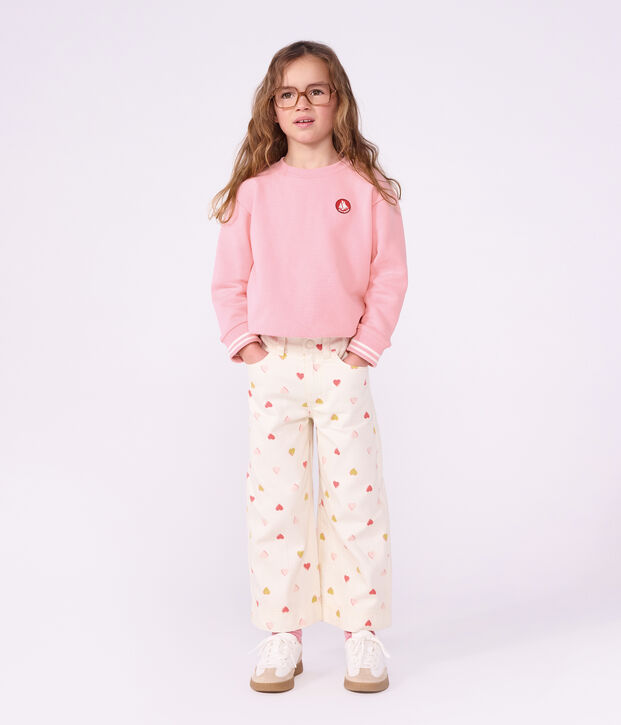 Sweatshirt enfant en coton uni rose clair