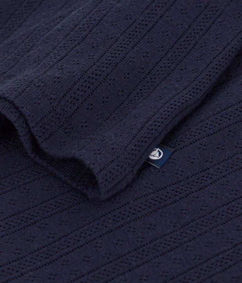 Dames-T-shirt van effen katoen met korte mouwen blauw