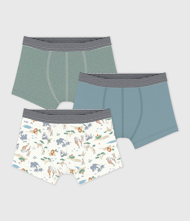 Lot de boxers enfant en coton imprim&eacute; savane multicouleur