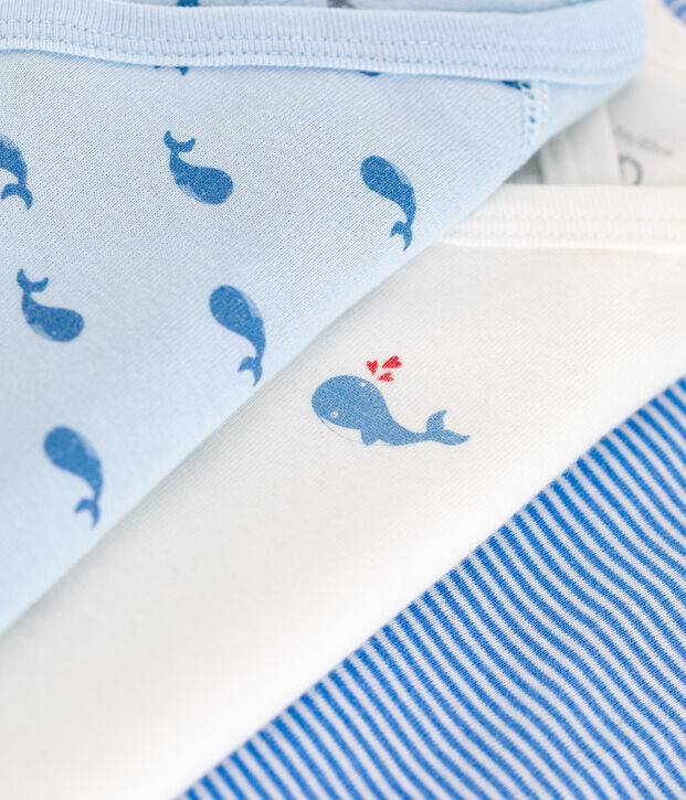 Lot de 3 bodies crois&eacute;s manches courtes en coton imprim&eacute; b&eacute;b&eacute; multicouleur