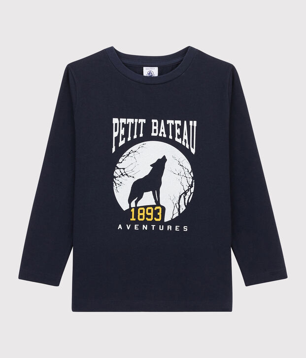 Tee-shirt s&eacute;rigraphi&eacute; enfant gar&ccedil;on bleu marine