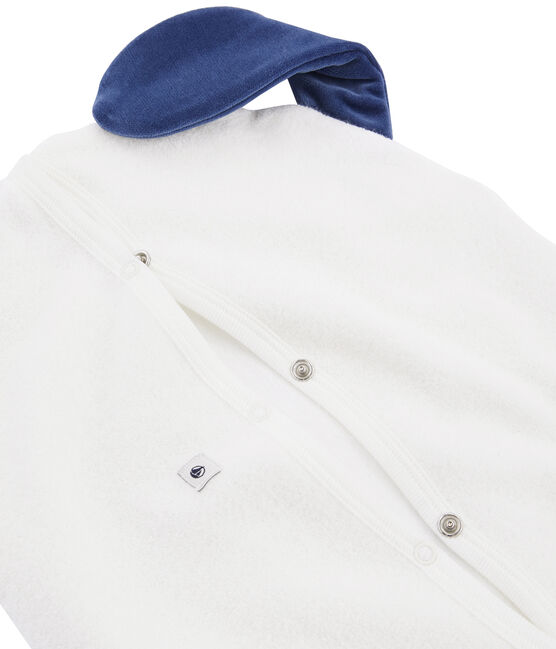 Range pyjama en bouclette éponge grattée blanc MARSHMALLOW/bleu MEDIEVAL