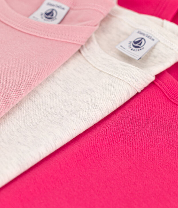 Lot de 3 tee-shirts manches courtes en coton petite fille multicouleur
