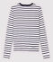 Iconisch gestreept katoenen cardigan Dames wit MARSHMALLOW/blauw SMOKING