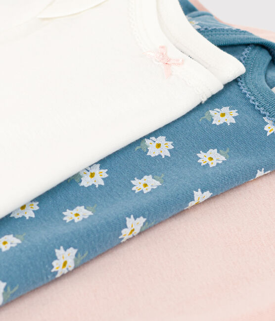 Lot de 3 bodies manches longues à fleurs bébé en coton variante 1
