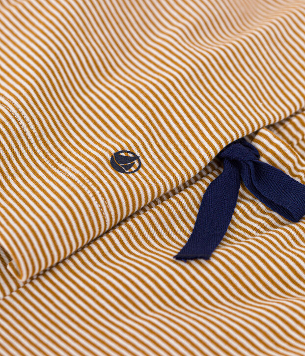 Pyjama en coton ray&eacute; femme marron/blanc