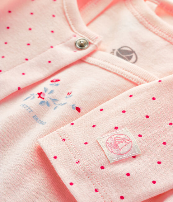 Ensemble bébé 2 pièces en côte rose FLEUR/rose GEISHA