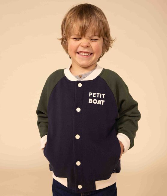 Teddy en molleton enfant garçon bleu SMOKING/blanc MULTICO