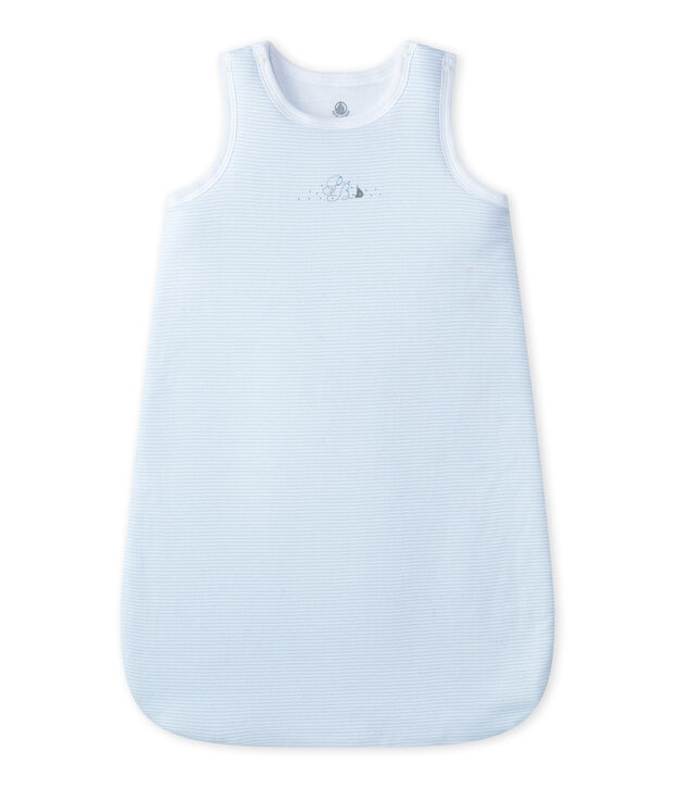 Geboortetrappelzak met milleraies-strepen voor babyjongens blauw/wit