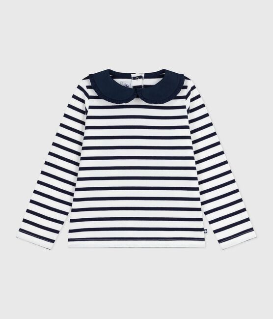 Katoenen marinetruitje voor kinderen wit MARSHMALLOW/blauw SMOKING