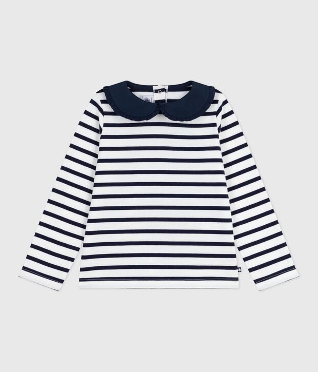 Katoenen marinetruitje voor kinderen wit/blauw