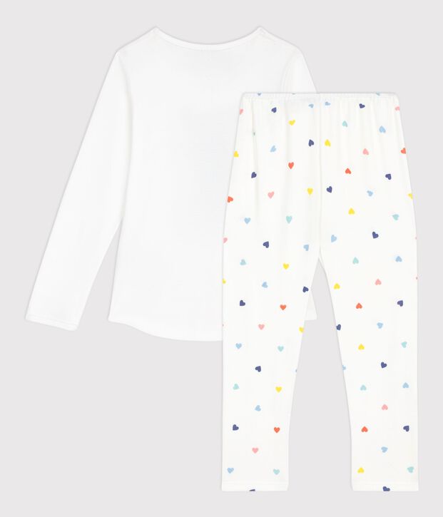 Pyjama enfant en coton &agrave; motif chat blanc/multicouleur