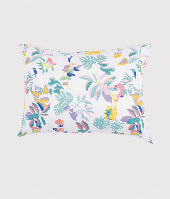 Coussin imprimé jungle en popeline blanc MARSHMALLOW/blanc MULTICO