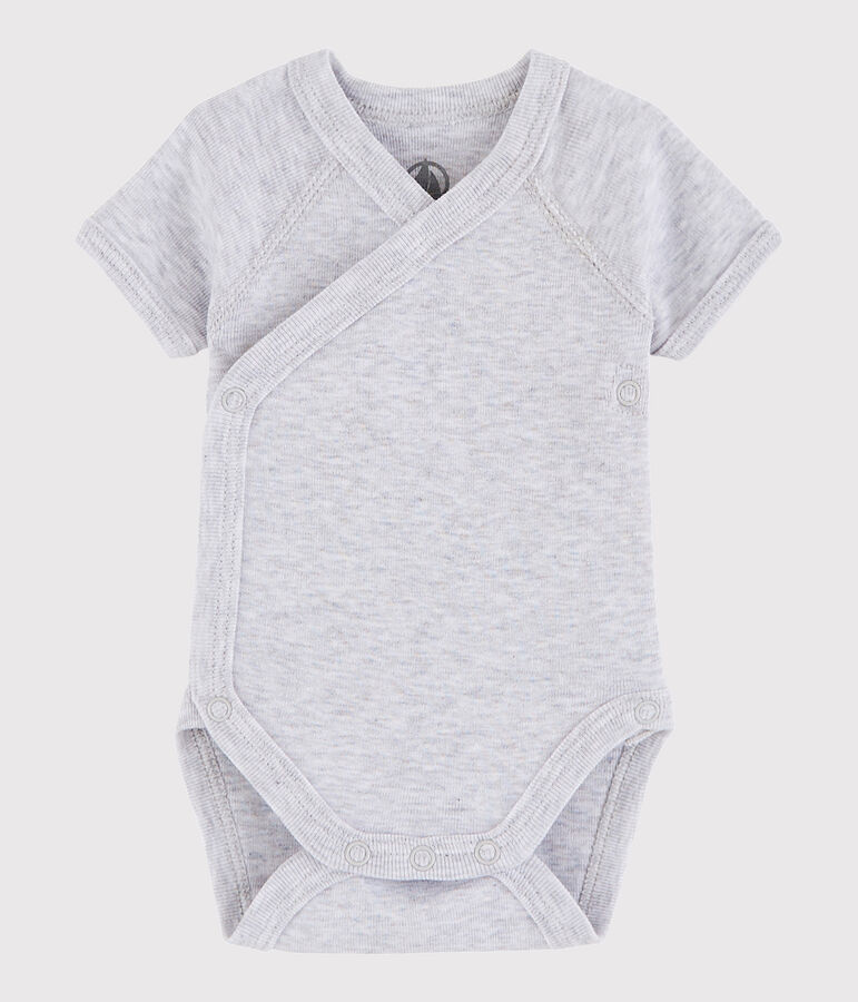 Body crois&eacute; manches courtes b&eacute;b&eacute; fille-gar&ccedil;on gris