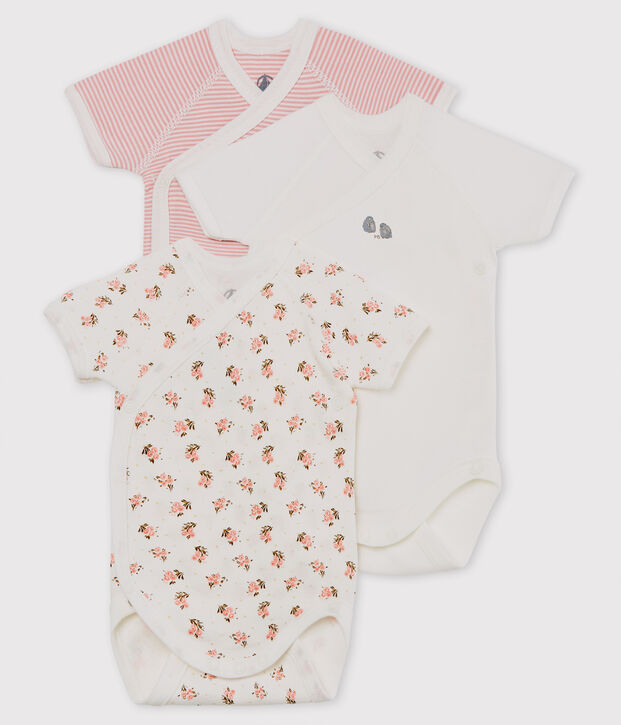Trio de bodies naissance manches courtes b&eacute;b&eacute; multicouleur