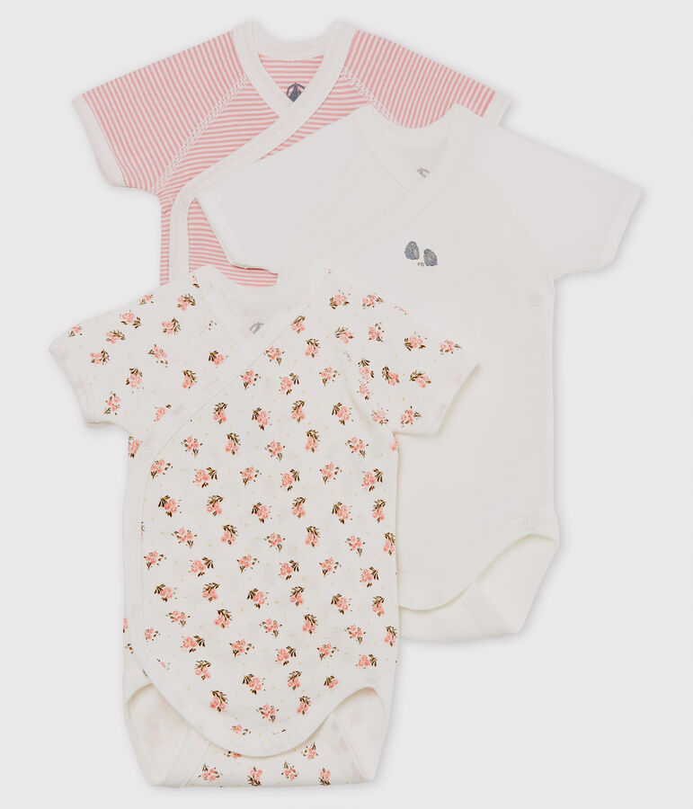 Trio de bodies naissance manches courtes b&eacute;b&eacute; multicouleur