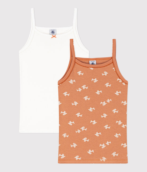 Lot de 2 chemises &agrave; bretelles chien en coton petite fille multicouleur