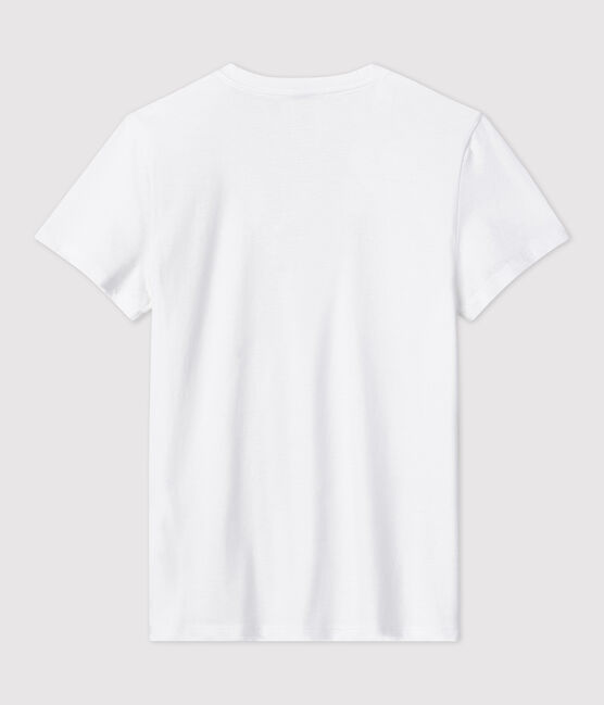 DE STRAIGHT-FIT, T-shirt voor dames met V-hals in katoen wit ECUME