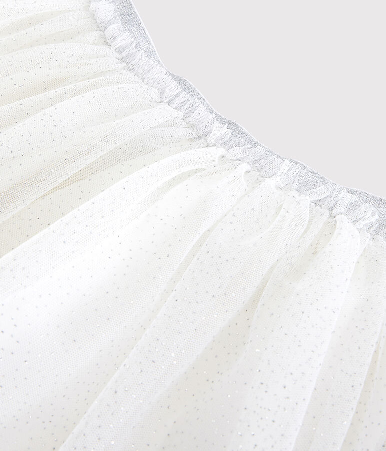 Meisjesrok van tule wit MARSHMALLOW/grijs ARGENT