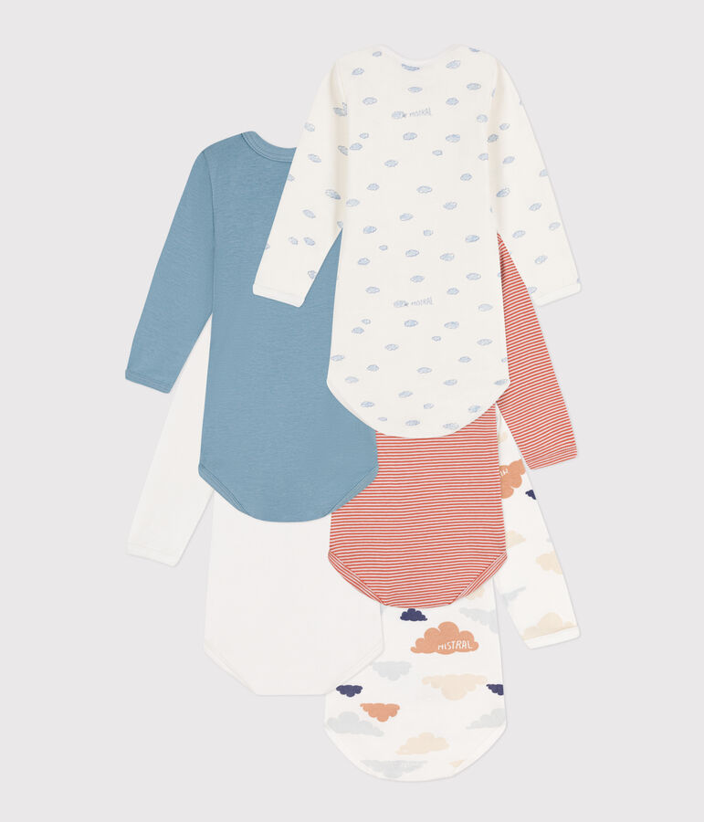 Set van 3 katoenen body's met lange mouwen en wolkenprint multicouleur