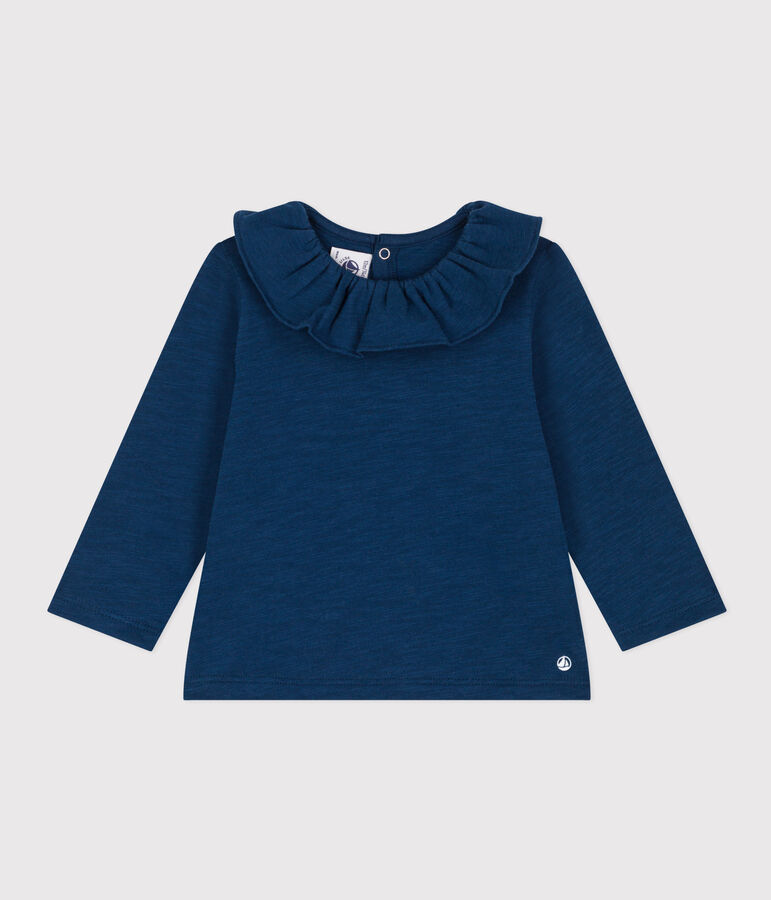Gevlamde blouse met lange mouwen in jersey voor baby's blauw INCOGNITO