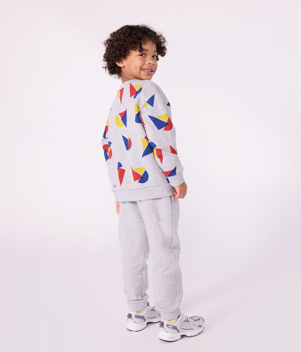 Sweatshirt enfant en coton imprim&eacute; gris/multicouleur