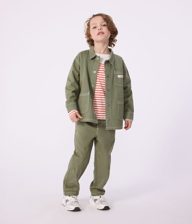 Effen katoenen kinderjasje OLIVINE
