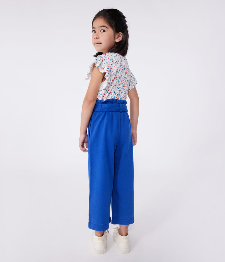 Katoenen T-shirt met korte mouwen en bloemenprint voor kinderen wit/multicouleur