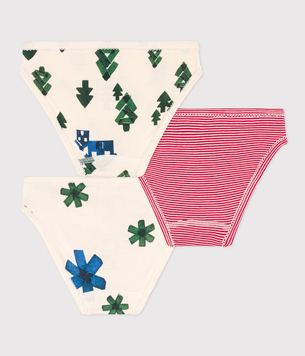 Set van 3 katoenen meisjesslips kerstmis multicouleur