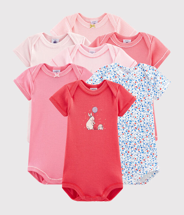 Verrassingsset met zeven body's met korte mouwen voor babymeisjes multicouleur