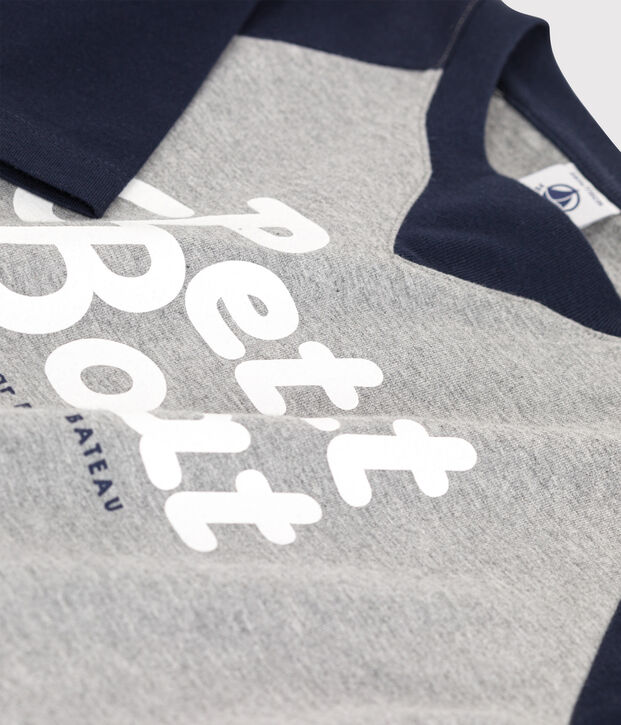 Jongens-T-shirt met lange mouwen van jerseystof grijs/blauw
