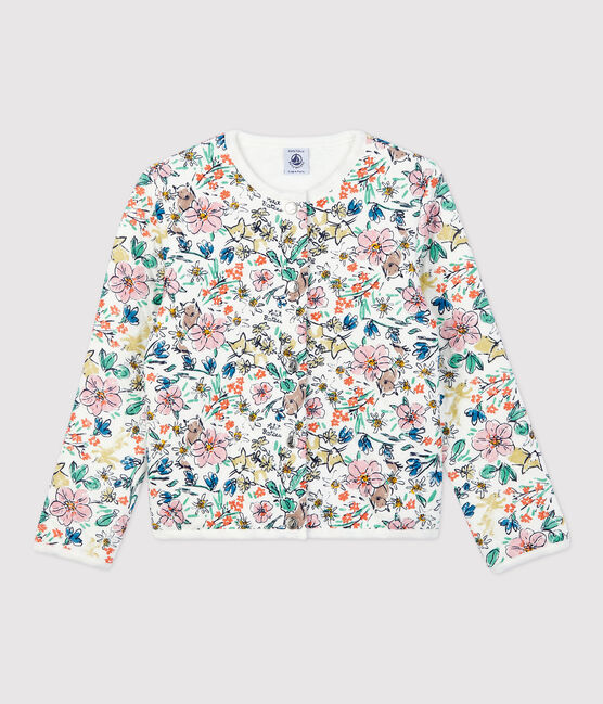Cardigan en tubique enfant fille blanc MARSHMALLOW/blanc MULTICO