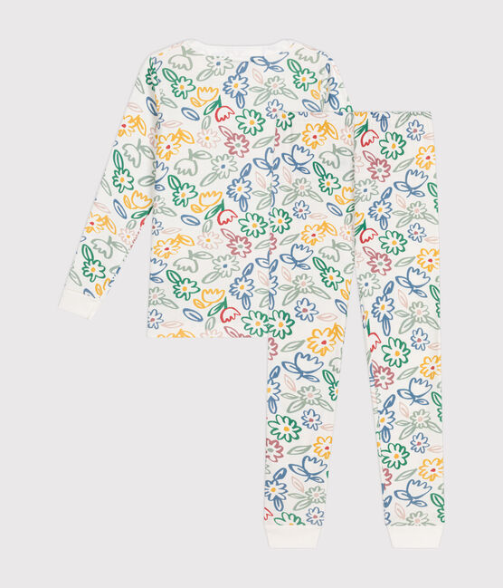 Pyjama ajusté en coton imprimé à fleurs enfant blanc MARSHMALLOW/blanc MULTICO