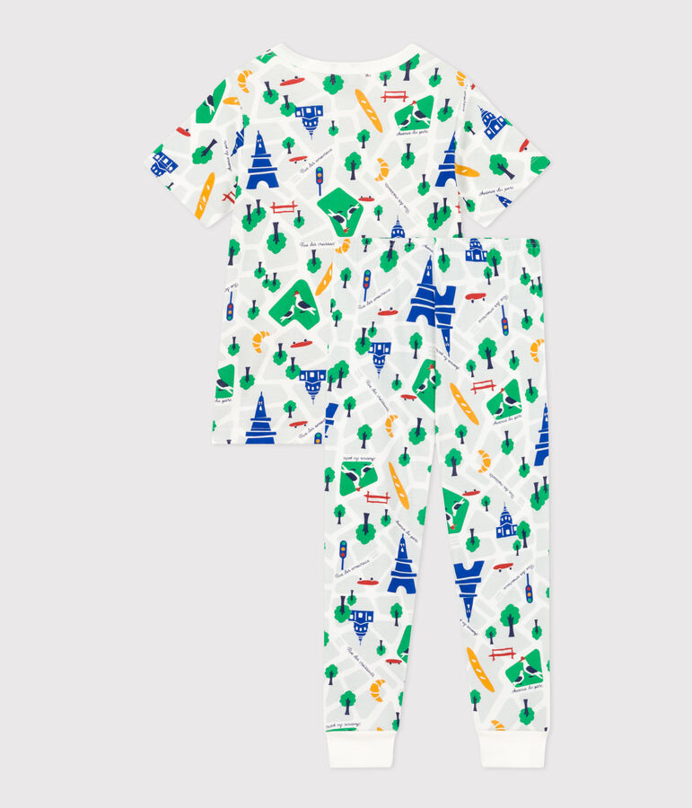 Katoenen pyjama met print van Parijs voor kinderen wit MARSHMALLOW/wit MULTICO