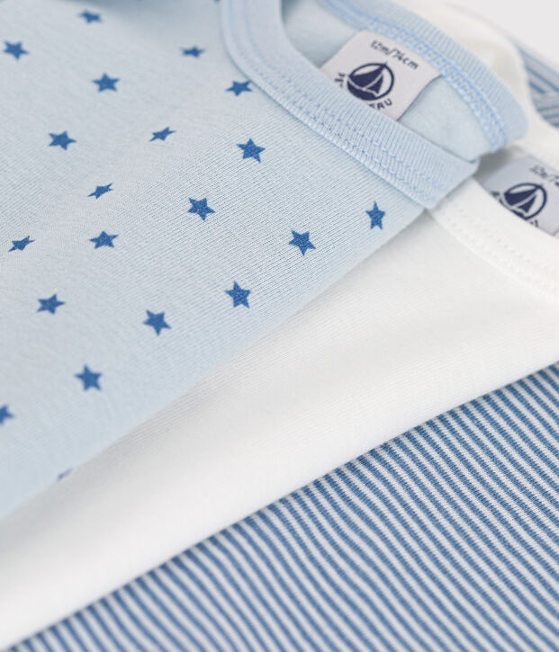 Set van 3 katoenen babybody's met lange mouwen en kleine hartjesprint multicouleur