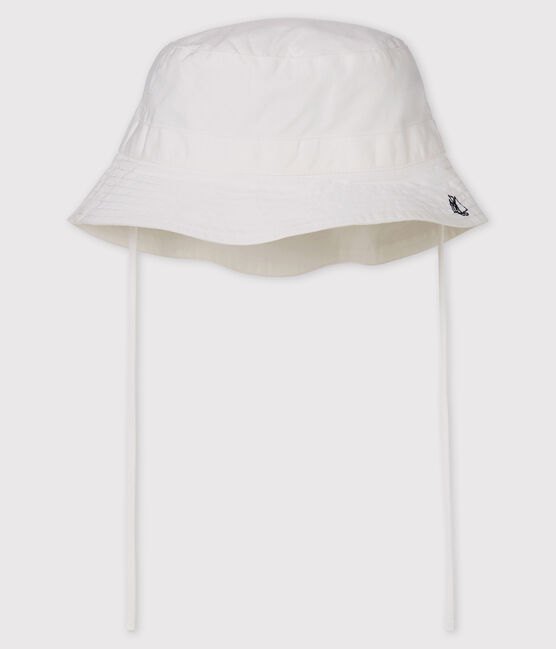 Vissershoedje in keperstof voor baby's wit MARSHMALLOW
