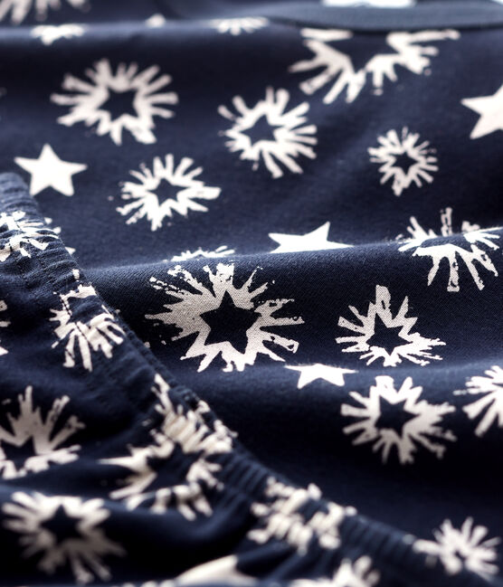 Katoenen jongenspyjama met sterrenprint blauw SMOKING/wit MARSHMALLOW