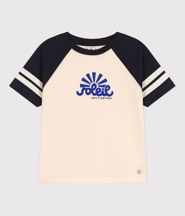 Tee-shirt imprim&eacute; en jersey enfant gar&ccedil;on &eacute;cru/bleu